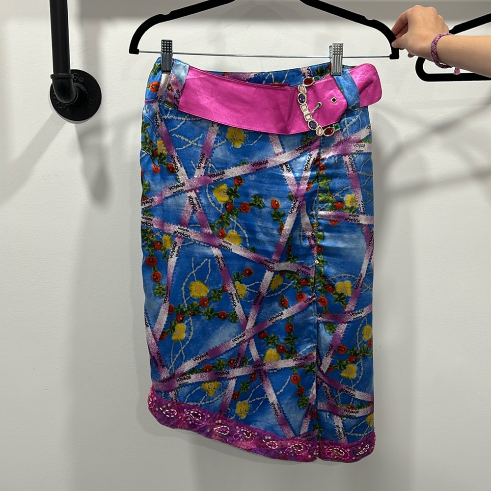 Voyage Passion Belt Skirt - Pink skirt - silk effect